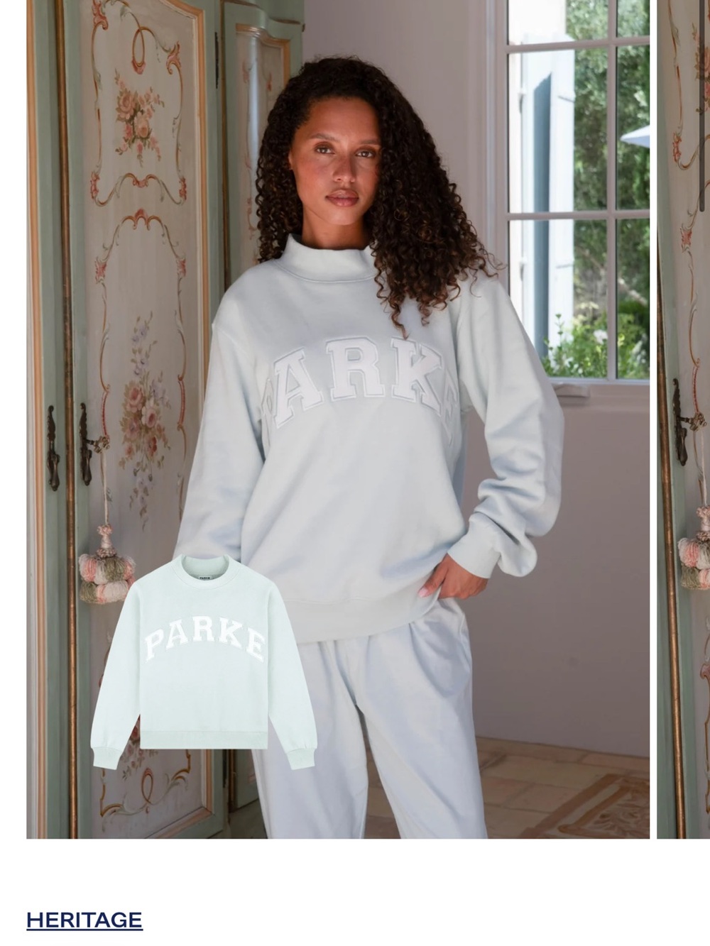 Heritage Parker Mock-Neck Sweatshirt in Pale Blue